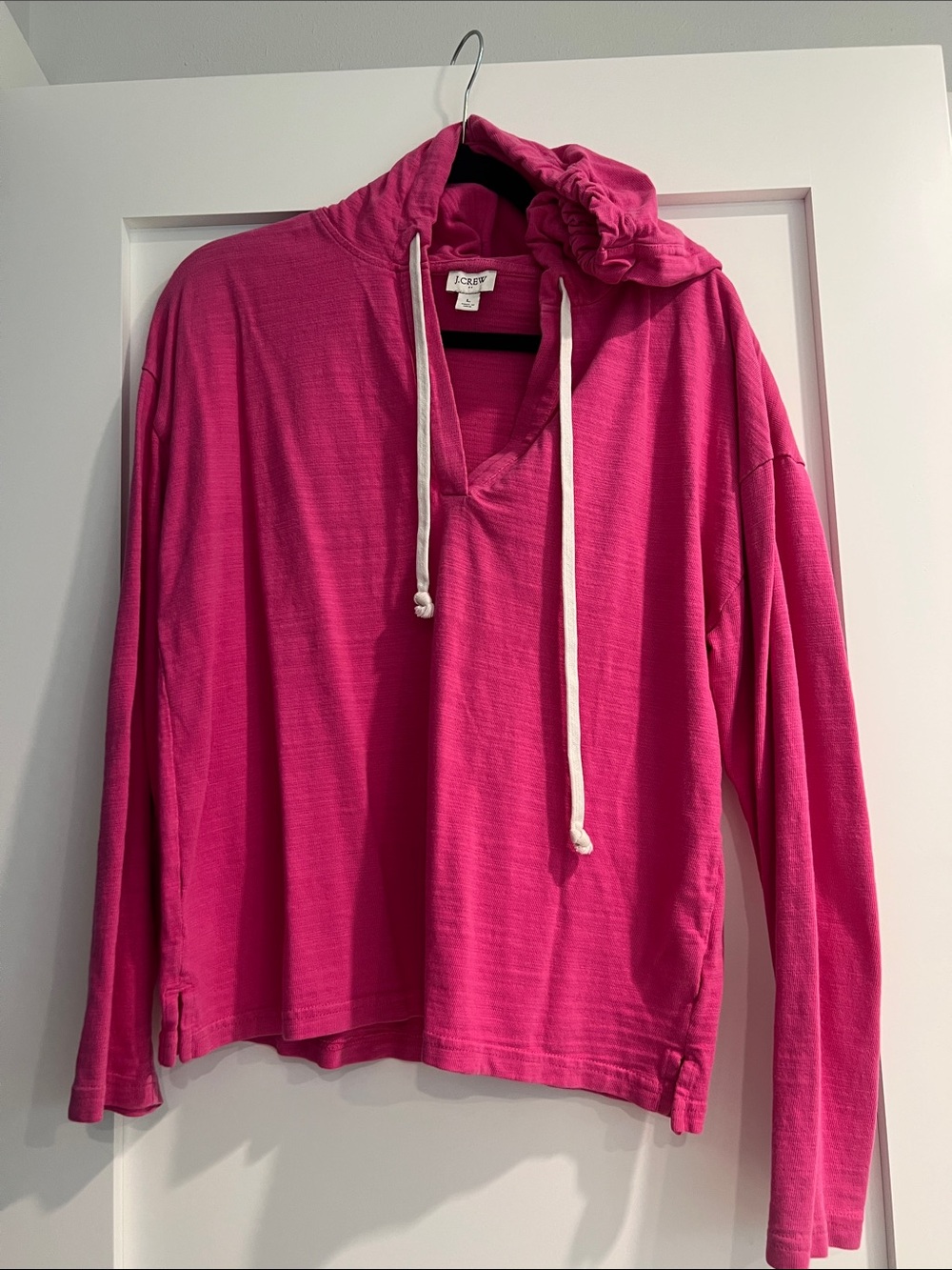 J Crew Cozy Hooded Pullover - Hot Pink